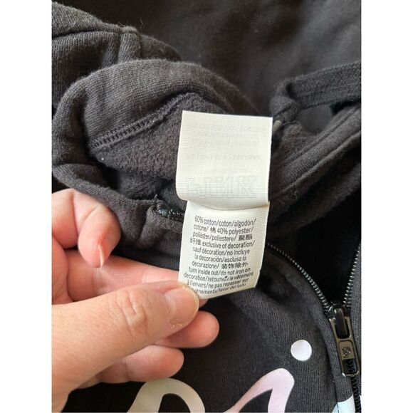 Victoria’s Secret PINK Womens XS Black White Script Logo Soft Hoody Sweat Shirt - Picture 3 of 10